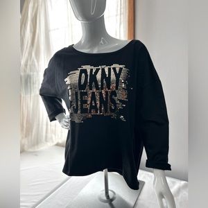 DKNY gold sequence blouse. Size XL